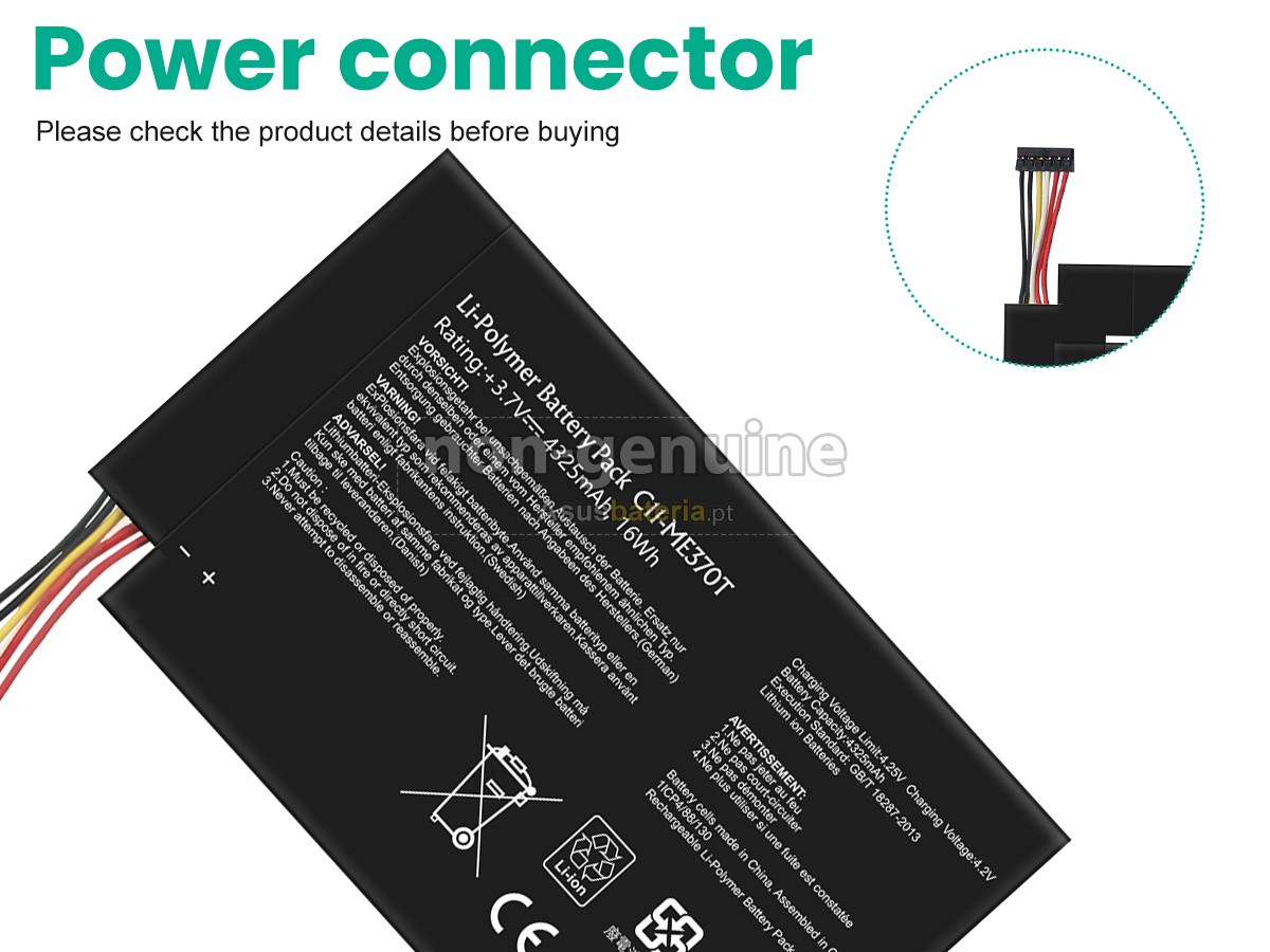 Bateria Asus C11-ME370T compatível para portáteis