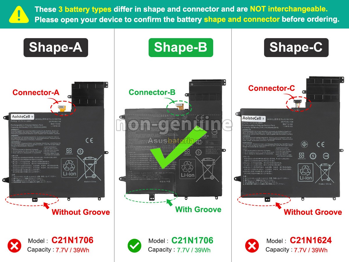 Bateria Asus Q325UAR compatível para portáteis